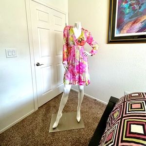 Floral BCBCMaxazria longsleeve nylon midi dress